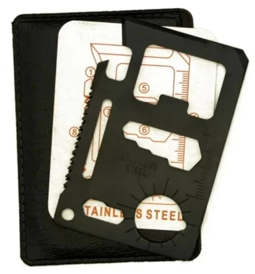 11 Outils De Survie Multifonction Noir Carte Compact 3 11 Outils De Survie Multifonction Noir Carte Compact – Image 3