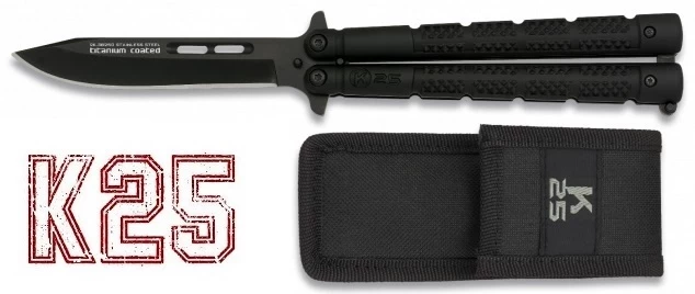 Balisong Couteau Papillon 22,5cm Titane - K25 1 Balisong Couteau Papillon 22,5cm Titane - K25