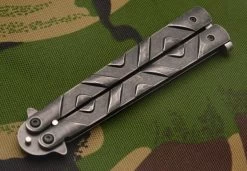 Balisong Couteau Papillon 22cm - Design Pierre -ArmeLame Offres Couteaux Boutique balisong couteau papillon 22cm design pierre 2