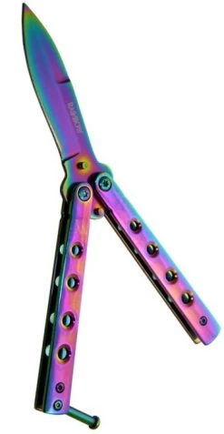 Balisong Couteau Papillon Rainbow 16cm - Pochette Incluse -ArmeLame Offres Couteaux Boutique balisong couteau papillon rainbow 16cm pochette incluse 3