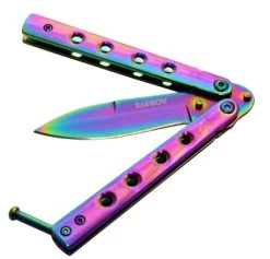 Balisong Couteau Papillon Rainbow 16cm - Pochette Incluse -ArmeLame Offres Couteaux Boutique balisong couteau papillon rainbow 16cm pochette incluse 4