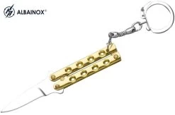 Balisong Porte-clé 8,8cm - Couteau Papillon Doré
