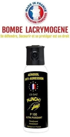 Bombe Lacrymogène 100ml GAZ CS - Aérosol Spray Lacrymo