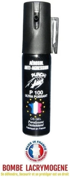 Bombe Lacrymogène 25ml GEL CS - Aérosol Spray Lacrymo