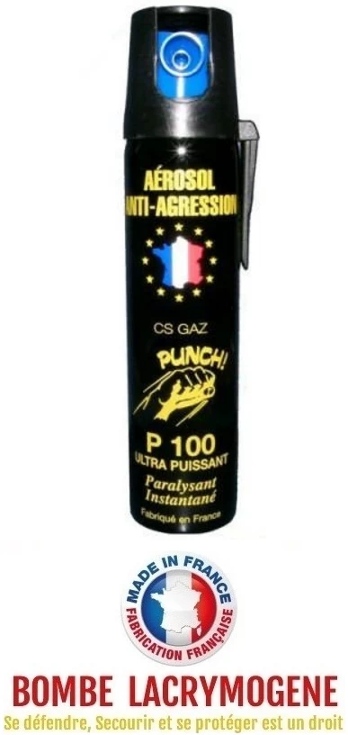 Bombe Lacrymogène 75ml Aérosol Spray Lacrymo - GAZ CS 1 Bombe Lacrymogène 75ml Aérosol Spray Lacrymo - GAZ CS