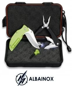 Coffret Couteau Fire Starter + Pince Multifonction + Pierre