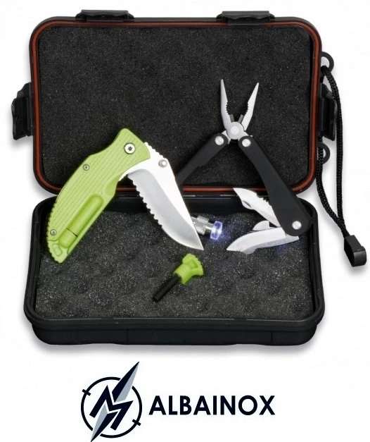 Coffret Couteau Fire Starter + Pince Multifonction + Pierre 1 Coffret Couteau Fire Starter + Pince Multifonction + Pierre