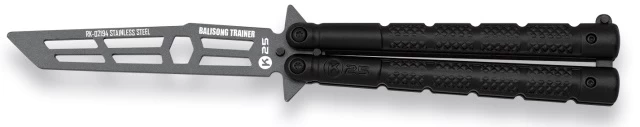 Couteau Papillon 23cm Balisong Entrainement Noir K25 2 Couteau Papillon 23cm Balisong Entrainement Noir K25 – Image 2