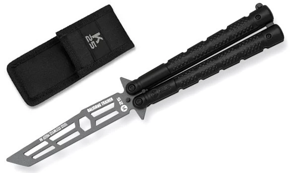 Couteau Papillon 23cm Balisong Entrainement Noir K25 1 Couteau Papillon 23cm Balisong Entrainement Noir K25