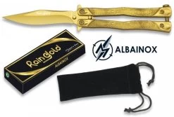 Couteau Papillon Balisong 18cm GOLD Doré - ALBAINOX