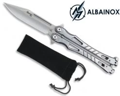 Couteau Papillon Balisong 20,5cm Argenté - ALBAINOX