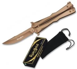 Couteau Papillon Balisong 21cm Finition Doré