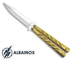 Couteau Papillon Balisong 22,6cm Jaune Doré - ALBAINOX