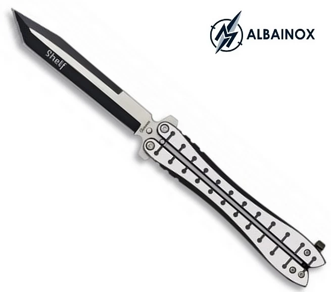 Couteau Papillon Balisong 23cm Acier Inox - ALBAINOX 1 Couteau Papillon Balisong 23cm Acier Inox - ALBAINOX