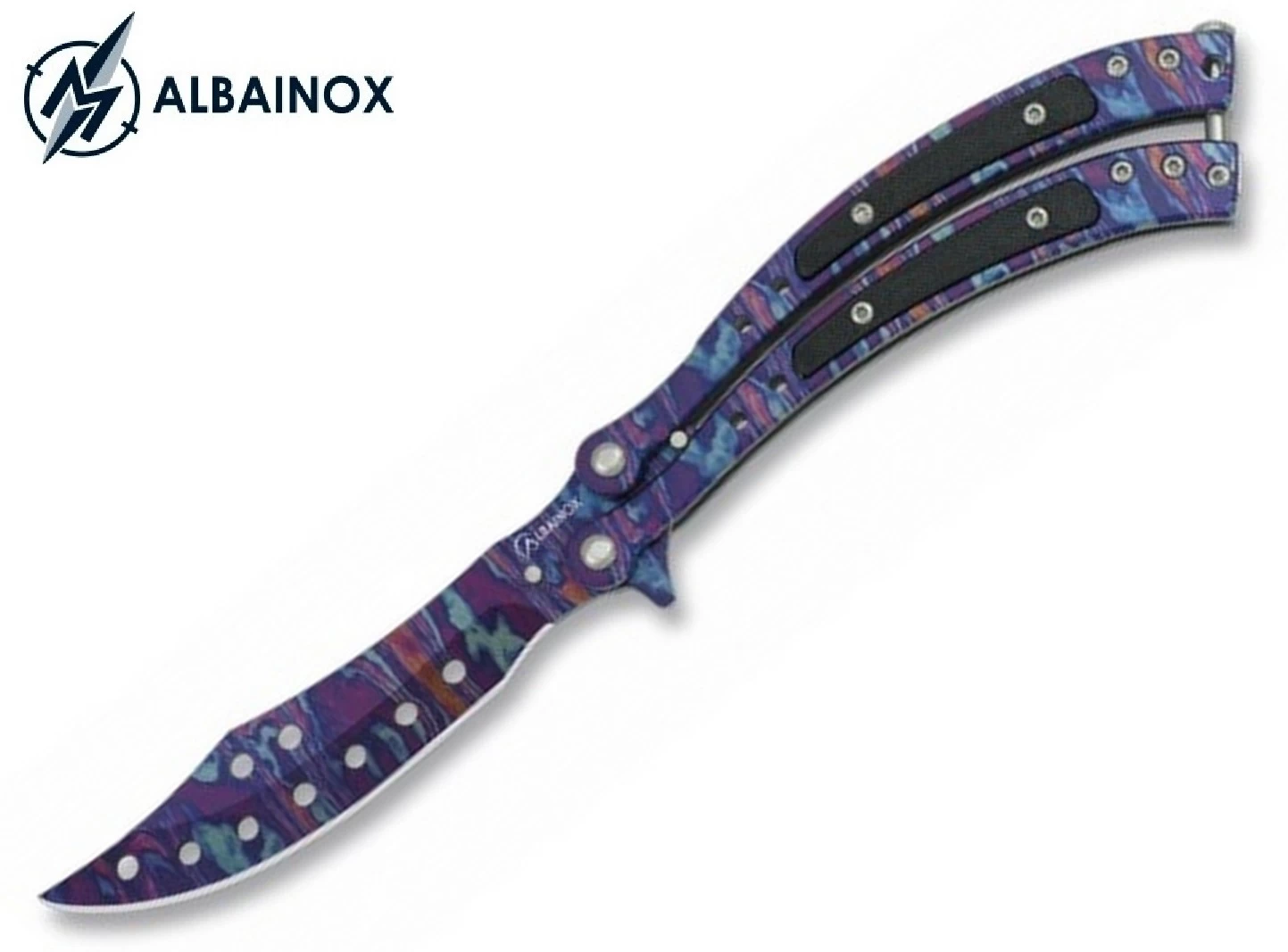 Couteau Papillon Balisong 23cm Multicolore - ALBAINOX 1 Couteau Papillon Balisong 23cm Multicolore - ALBAINOX