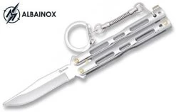 Couteau Papillon Balisong Porte-clé Argenté ALBAINOX