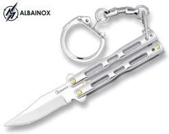Couteau Papillon Porte-clé 9cm Argenté ALBAINOX