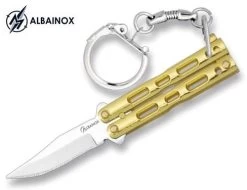 Couteau Papillon Porte-clé 9cm Doré ALBAINOX