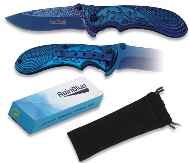 Couteau Pliant 18cm Bleu Nuit + Pochette - ALBAINOX 1 Couteau Pliant 18cm Bleu Nuit + Pochette - ALBAINOX