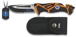 Couteau Pliant SAMU Urgence + Plaque Acier + étui