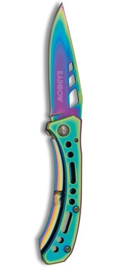 Couteau Pliant Titane Rainbow 15,5cm + Pochette -ArmeLame Offres Couteaux Boutique couteau pliant titane rainbow 15 5cm pochette 2