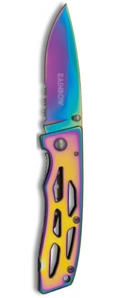 Couteau Pliant Titane Rainbow 16,5cm + Pochette -ArmeLame Offres Couteaux Boutique couteau pliant titane rainbow 16 5cm pochette 2