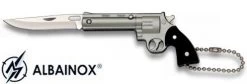Couteau Porte-clé Pliant 12,5cm - Revolver Gris Acier