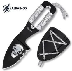 Couteau Tactique 13cm Full Tang + étui Port Au Cou