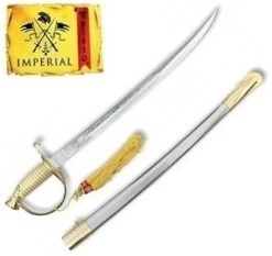 Epée Sabre Cavalerie 50,5cm Laiton IMPERIAL + Socle Bois