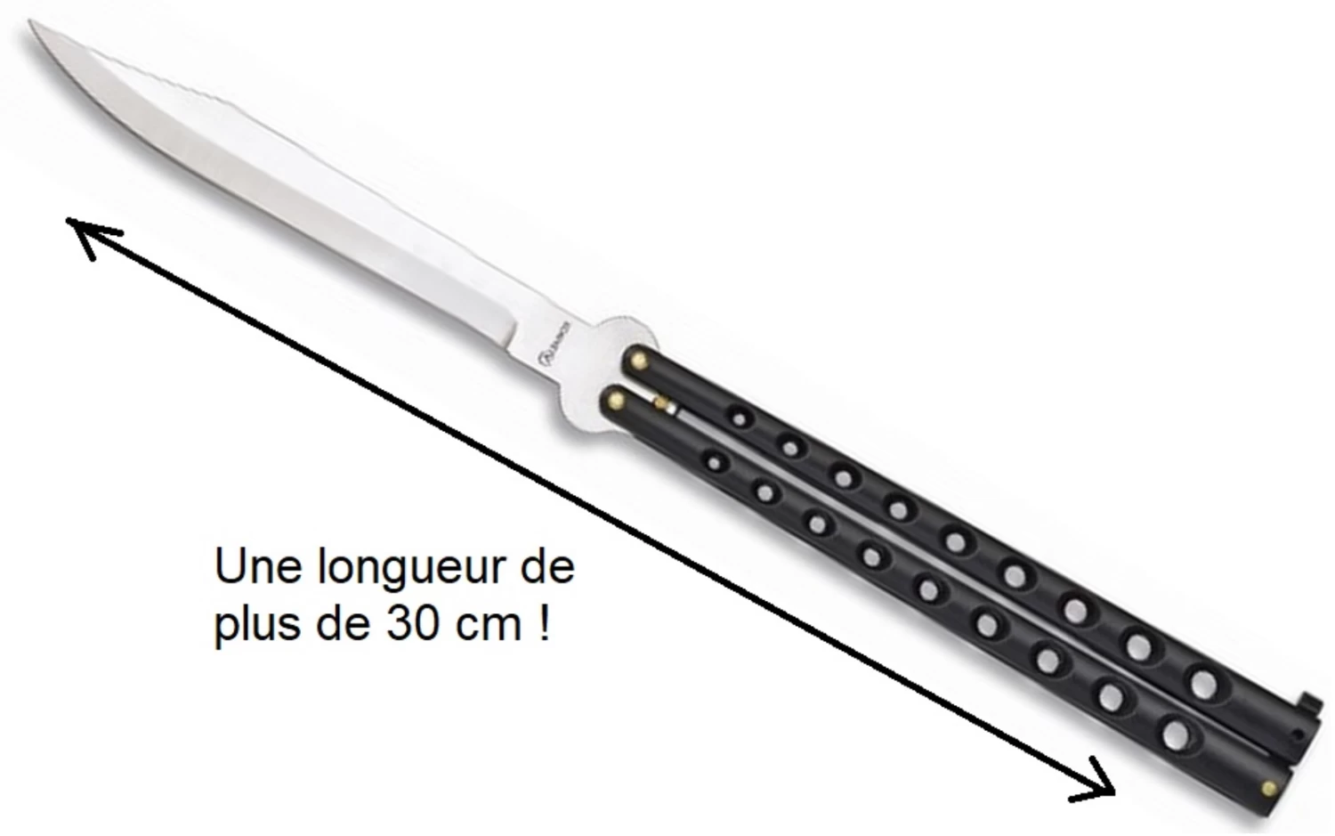 Grand Balisong 32cm De Rue - Couteau Papillon Noir 1 Grand Balisong 32cm De Rue - Couteau Papillon Noir