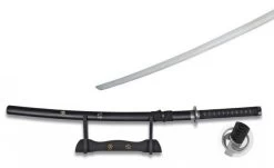 Katana Tranchant Arme 92,5cm + Socle Bois Pour Déco