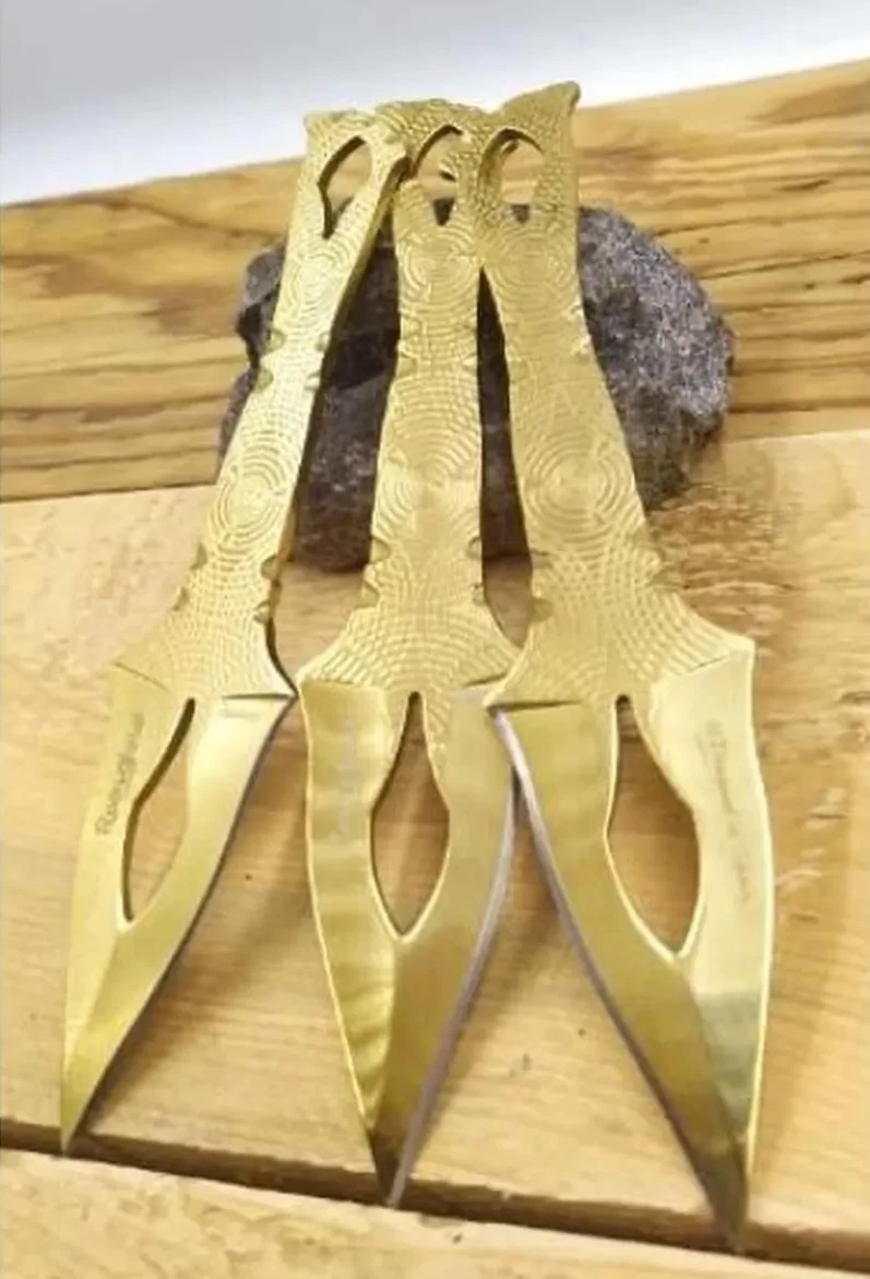 Lot 3 Couteaux De Lancer 17cm RainGold ALBAINOX 2 Lot 3 Couteaux De Lancer 17cm RainGold ALBAINOX – Image 2