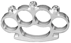 Poing Américain Acier Argenté Squelette Tête De Mort